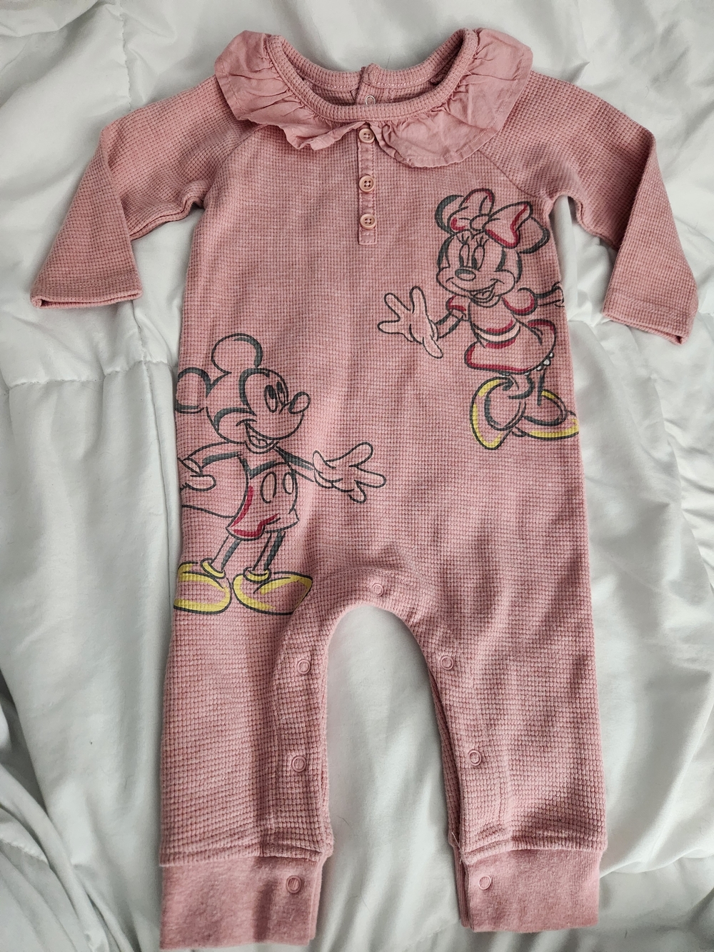Disney Pink Mickey & Minnie Waffle Knit Footie